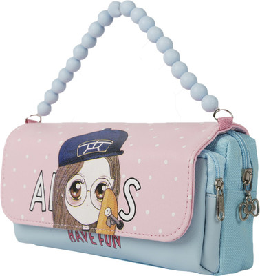

Instabuyz Cute Print Trendy Latest Zipper Pencil / Pen Pouch Box / Multipurpose Organizer Case with beads on a string Latest Design for Girls Beads on a string Art Polyester Pencil Box(Set of 1, Pink, Blue)