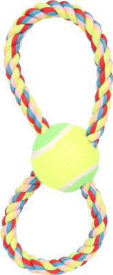 

SRI High Quality Non Toxic Cotton Durable Molars Chew Toy With Tennis Ball For Puppy/Cat-27 cms Cotton Chew Toy For Dog
