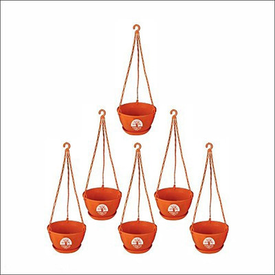 

Green and Pure Premium Quality Hanging Pots | Hanging Flower Pots | Hanging Plant Containers, Pack of 6 - Brown Colour (Plastic) Plant Container Set(Pack of 6, Plastic)