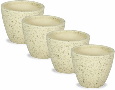 

YELLOW TABLE Combo of 4 Mini Ceramic Flower Pot in Dotted Marble Plant Container Set(Pack of 4, Ceramic)