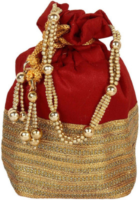 

The Tote Shope Traditional Potli Batwa Pouch Bag Potli(Red)
