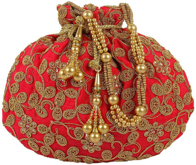 

The Tote Shope Traditional Potli Batwa Pouch Bag Potli(Red)
