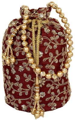 

The Tote Shope Traditional Potli Batwa Pouch Bag Potli(Maroon)