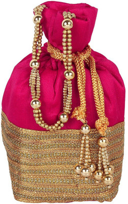 

The Tote Shope Traditional Potli Batwa Pouch Bag Potli(Pink)