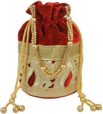 

The Tote Shope Traditional Potli Batwa Pouch Bag Potli(Maroon)