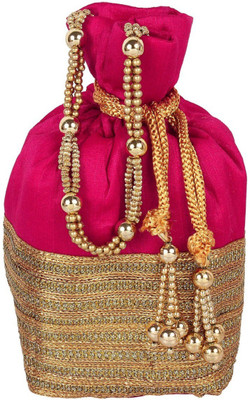 

The Tote Shope Traditional Potli Batwa Pouch Bag Potli(Pink)