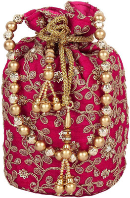 

The Tote Shope Traditional Potli Batwa Pouch Bag Potli(Pink)