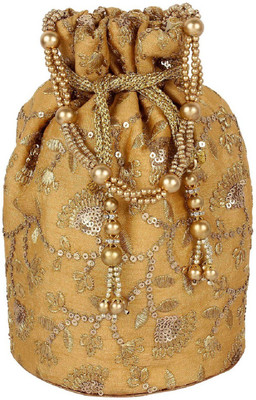 

The Tote Shope Traditional Potli Batwa Pouch Bag Potli(Brown)