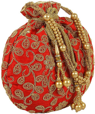 

The Tote Shope Traditional Potli Batwa Pouch Bag Potli(Red)