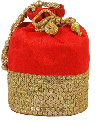 

The Tote Shope Traditional Potli Batwa Pouch Bag Potli(Red)