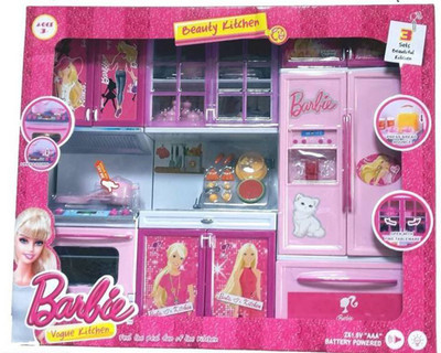 

P17 collection Latest Modern Kitchen Play Set With Refrigerator Cook Top And Drawer Almirah