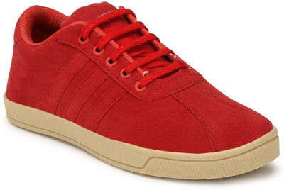 

Falcon RED SUEDE LEATHER ROUND TOE LACE UP SNEAKERS Sneakers For Men(Red