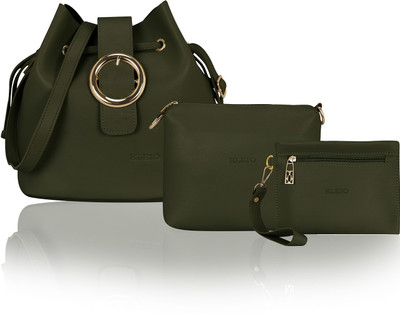 

Kleio Women Casual Green PU Sling Bag