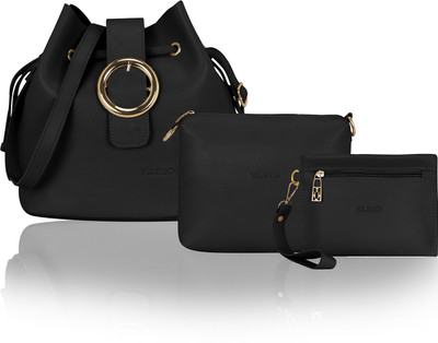 

Kleio Women Casual Black PU Sling Bag