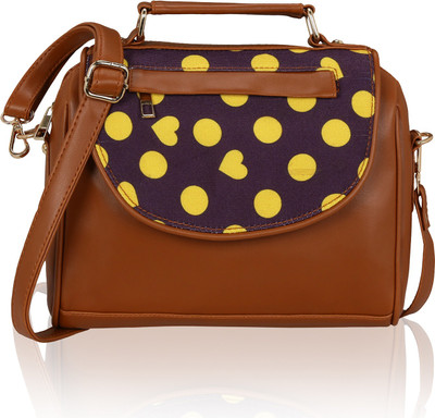

Kleio Women Casual Yellow, Tan PU, Canvas Sling Bag, Tan;yellow