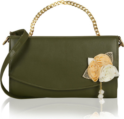 

Kleio Women Evening/Party Green PU Sling Bag