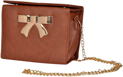 

MultiZone Women Evening/Party Brown Leatherette Sling Bag