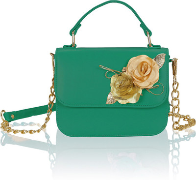 

Kleio Women Casual Green PU Sling Bag