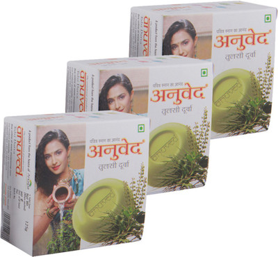 

Anuved 3 Herbal Tulsi Durva 125g Soaps(375 g, Pack of 3)