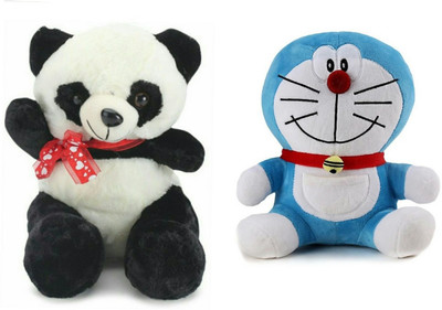 

soniya Enterprises panda-25cm and doreamon - 28 cm(Black, Blue, White)
