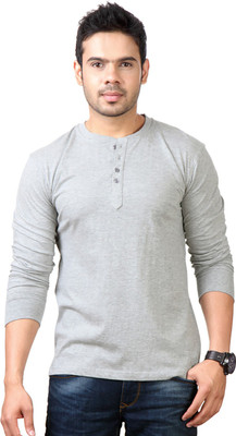 Top Notch Solid Men Henley Grey T-Shirt