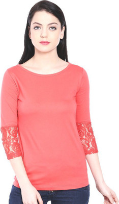 Style Quotient By Noi Casual 3/4 Sleeve Solid Women Pink Top