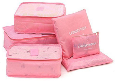 

Kanha Waterproof 6 in 1 Travel Laundry Pouch Cosmetic Make-up Storage Bag Organizer(Pink)