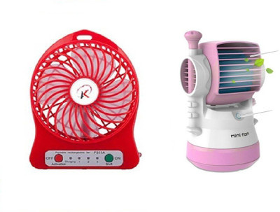 

Elegant Shopping Air Conditioner Rechargeable Fan & Desktop Humidifier Fan Portable Cooling, Pink, White & Red USB Fan, USB Humidifier(Red, Pink, White)
