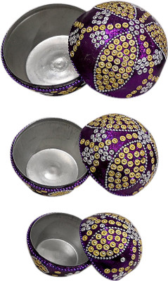 

Indurre Hand Made Decorative Jewellery Box Set of 3 Makeup and Jewellery Vanity Box(Purple)