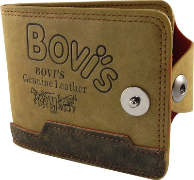 

Bovi'S Men Khaki Artificial Leather, Fabric Wallet(9 Card Slots), Rust