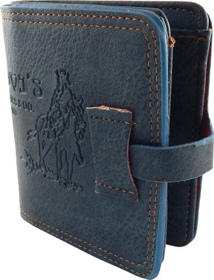 

Bovi'S Men Blue Artificial Leather, Fabric Wallet(9 Card Slots)