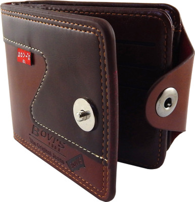 

Bovi'S Men Brown Artificial Leather, Fabric Wallet(9 Card Slots)