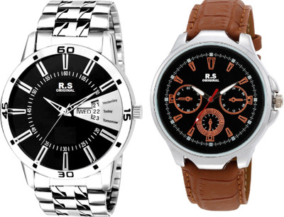 

R S Original RSO-3055 DAY AND DATE BLACK WATCH FOR MEN Watch - For Men