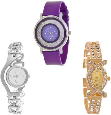 

Niyati Nx Silver Chain Aks Golden And PU Strap New Fresh Arrival Stylish Combo WATCHES For Woman And Girls Watch - For Girls Watch - For Women