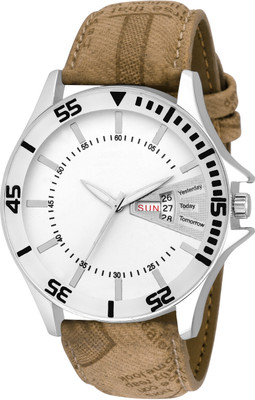 

Dolphin New Collection Brown Leather Fashion Analog White Dial Dated Watch | Formal Watch | Casual Watch for Boys & Mens Watch - For Boys