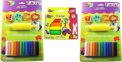 

Muccasacra Creations Fun Clay Pack of 3, Scented Colours With Roller And Moulds