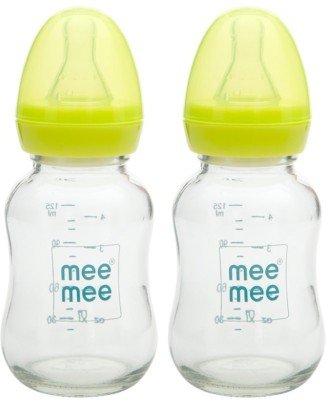 MeeMee Premium Glass Feeding Bottle Green 120ml-2PCS - 120 ml(Green)