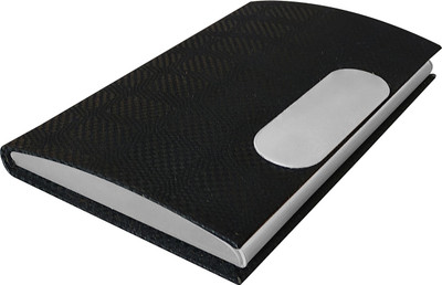 

Printmystic.com Business Card Holder 10 Card Holder(Set of 1, Black, Silver)