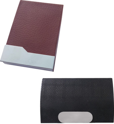 

Printmystic.com 10 Card Holder(Set of 2, Black, Brown, Silver)