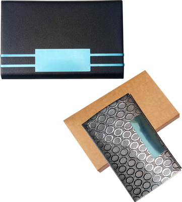 

Printmystic.com 10 Card Holder(Set of 2, Silver, Black)