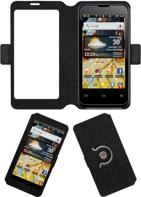 ACM Flip Cover for Micromax Ninja 4.0 A87(Black, Cases with Holder, Pack of: 1)