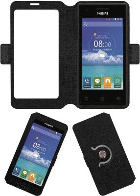 ACM Flip Cover for Philips S309(Black, Cases with Holder, Pack of: 1)