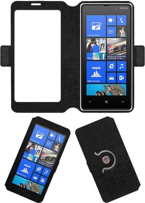 ACM Flip Cover for Nokia Lumia 820(Black, Cases with Holder, Pack of: 1)