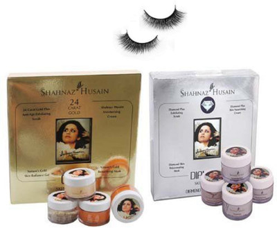 

Professional kit Of Eyelashes with Shahnaz Husain Diamond Revival Facial Kit 40 gm, Shahnaz Husain Gold Facial Kit 24 Carat Skin Radiance Face 40 gm(Set of 2)