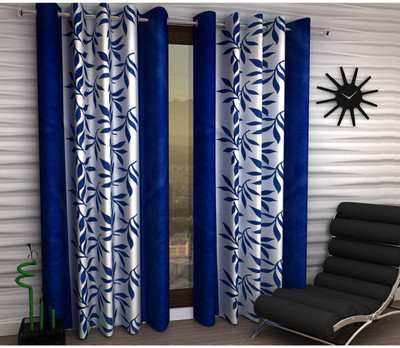 

India Furnish 274 cm (9 ft) Polyester Long Door Curtain (Pack Of 6)(Floral, Dark Blue)