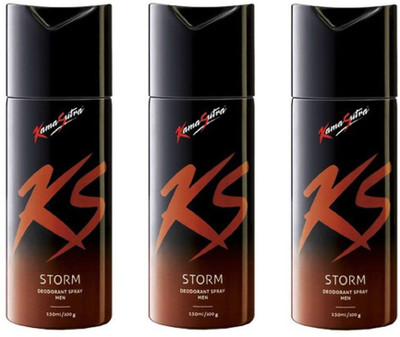 

KamaSutra Storm Deodornt Spray 150ML Each (Pack of 3) Deodorant Spray - For Men(450 ml, Pack of 3)