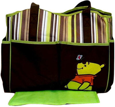 

Mummamia Winnie The Pooh Embroidered Practicle Baby Diaper, Nappy Changing Bag with Changing Sheet - Green Tote Diaper Bag(Green)