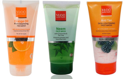 

VLCC Original Neem Chamomile and Tea Tree, Orange Oil, Anti-Tan Skin Ligtening FaceWash Face Wash(3 ml)
