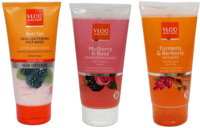 

VLCC Original Anti-Tan Skin Ligtening, Mulberry and Rose, Turmeric and Berberis FaceWash Face Wash(3 ml)