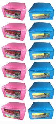 

Afrose High Quality Multipurpose Plain 6 pcs Pink and 6 PC Blue Saree Cover Capacity 10-15 Units Saree/Blouse Each(Pink, Blue)